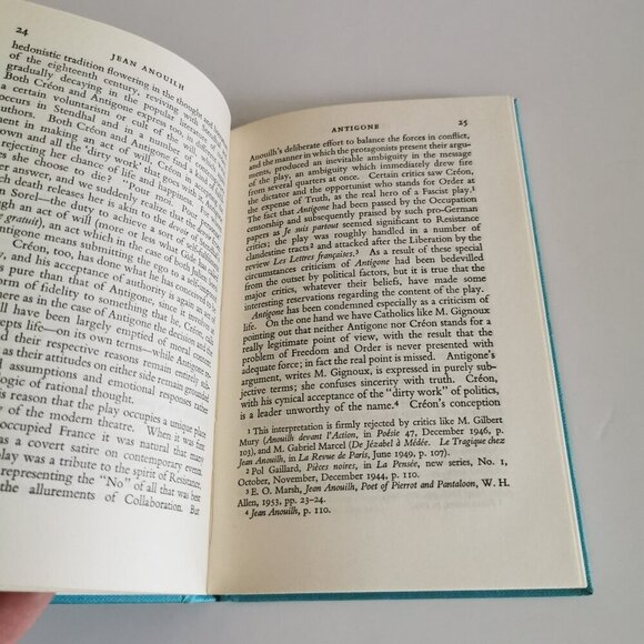 1960s Antigone Book Blue by Jean Anouilh FRENCH Play Inspired Sophocles Tragedy - Picture 7 of 11